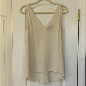 Theory 100% Silk Cream V-Neck Top